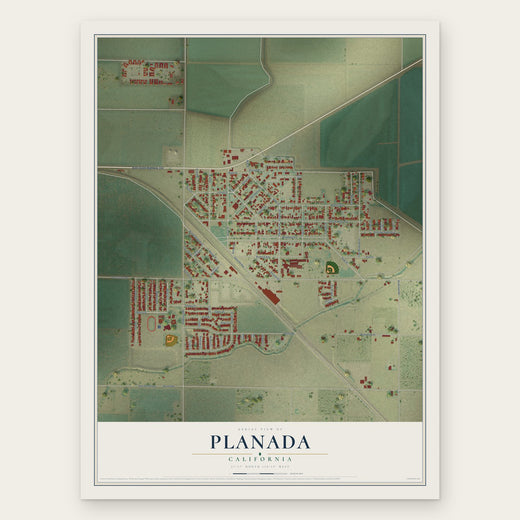Planada, California map print, the full design