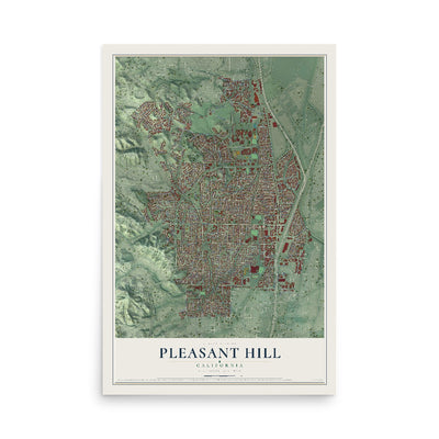 Map of Pleasant Hill, California, 12 x 18 inch unframed archival matte print