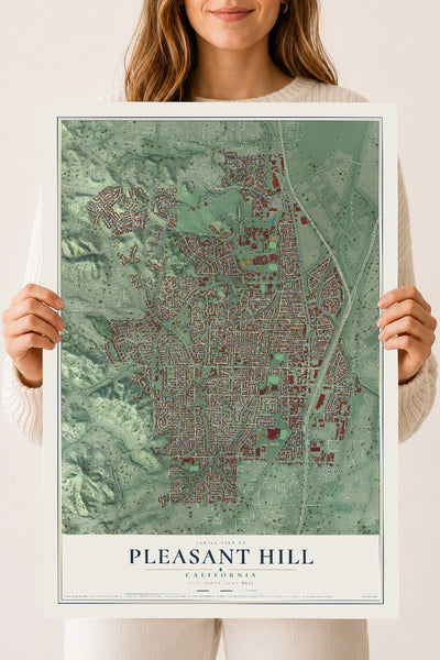 Map of Pleasant Hill, California, 18 x 24 inch unframed archival matte print