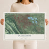Map of Pleasanton, California, 12 x 18 inch unframed archival matte print