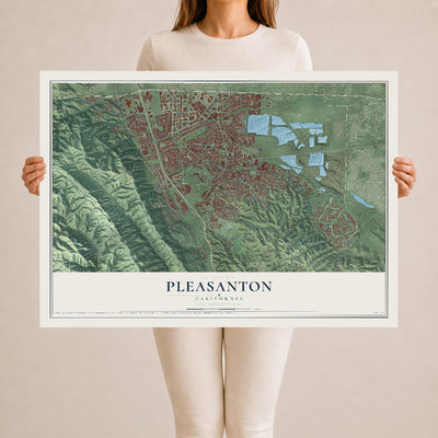 Map of Pleasanton, California, 24 x 36 inch unframed archival matte print
