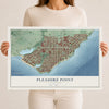 Map of Pleasure Point, California, 12 x 18 inch unframed archival matte print