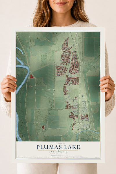 Map of Plumas Lake, California, 18 x 24 inch unframed archival matte print