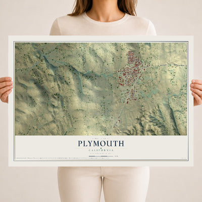 Map of Plymouth, California, 18 x 24 inch unframed archival matte print