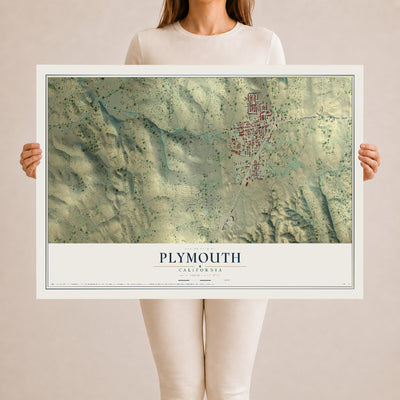 Map of Plymouth, California, 24 x 36 inch unframed archival matte print