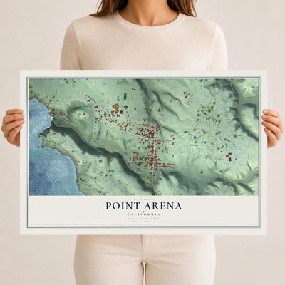 Map of Point Arena, California, 12 x 18 inch unframed archival matte print