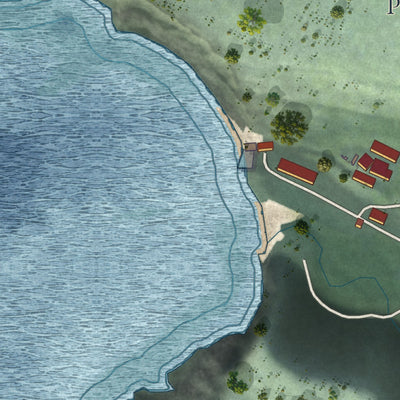Second close-up of the map of Point Arena, California print showing more streets and buildings
