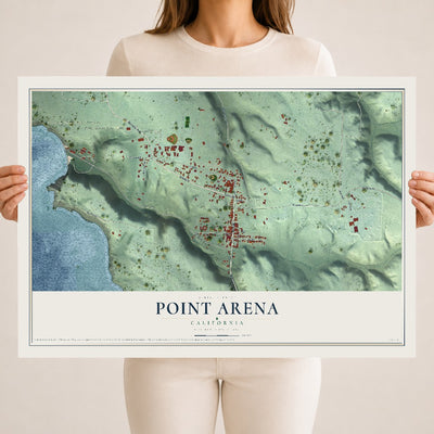 Map of Point Arena, California, 18 x 24 inch unframed archival matte print