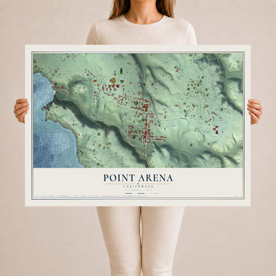 Map of Point Arena, California, 24 x 36 inch unframed archival matte print
