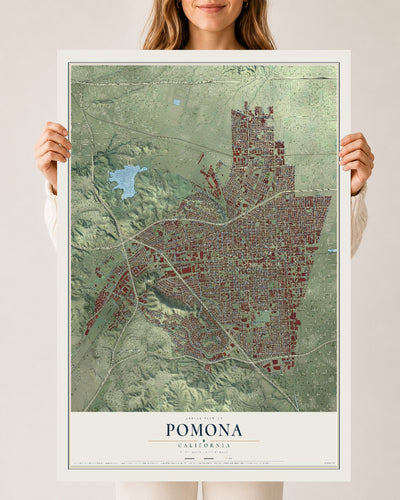 Map of Pomona, California, 24 x 36 inch unframed archival matte print
