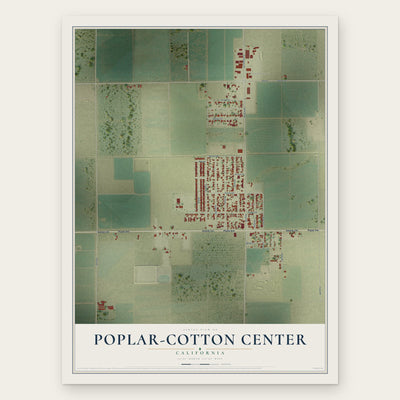 Poplar-Cotton Center, California map print, the full design