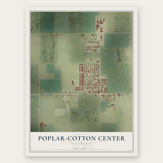 Poplar-Cotton Center, California map print, the full design