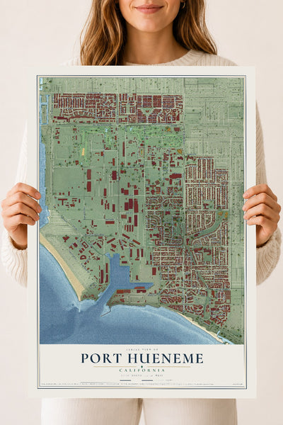 Map of Port Hueneme, California, 18 x 24 inch unframed archival matte print