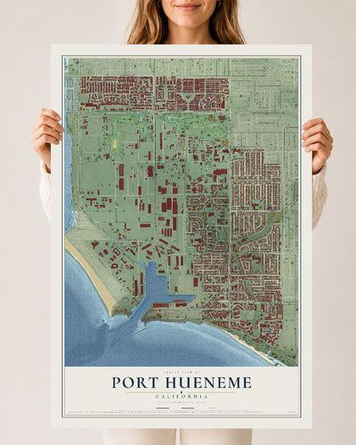 Map of Port Hueneme, California, 24 x 36 inch unframed archival matte print