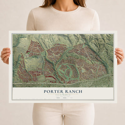 Map of Porter Ranch, California, 12 x 18 inch unframed archival matte print