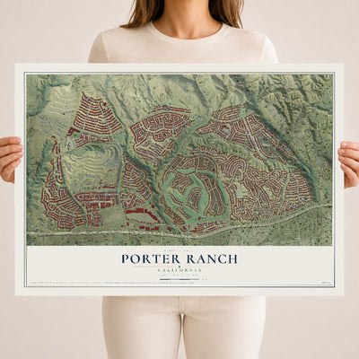 Map of Porter Ranch, California, 18 x 24 inch unframed archival matte print