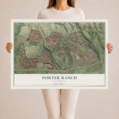 Map of Porter Ranch, California, 24 x 36 inch unframed archival matte print