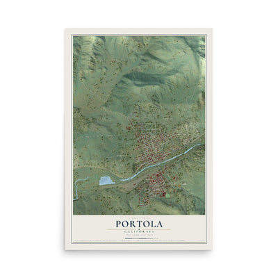 Map of Portola, California, 12 x 18 inch unframed archival matte print