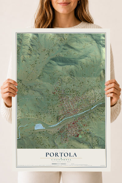 Map of Portola, California, 18 x 24 inch unframed archival matte print