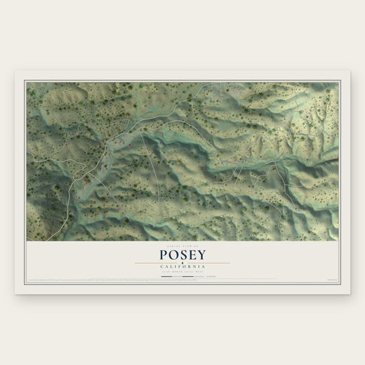 Posey, California map print, the full design
