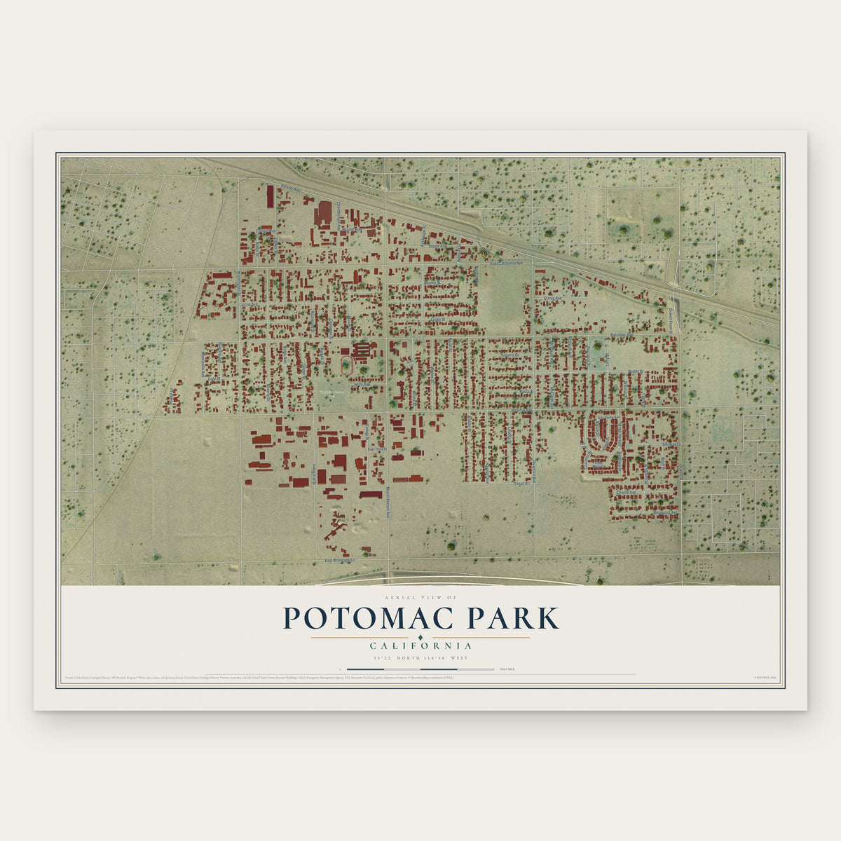 Potomac Park, California map print, the full design