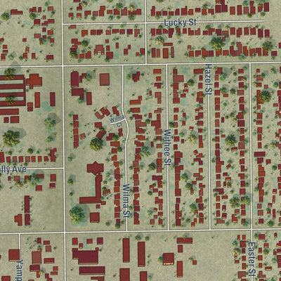 Close-up of the map of Potomac Park, California print showing street and building detail