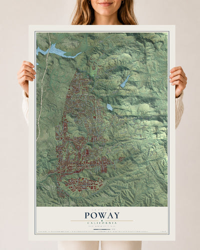 Map of Poway, California, 24 x 36 inch unframed archival matte print