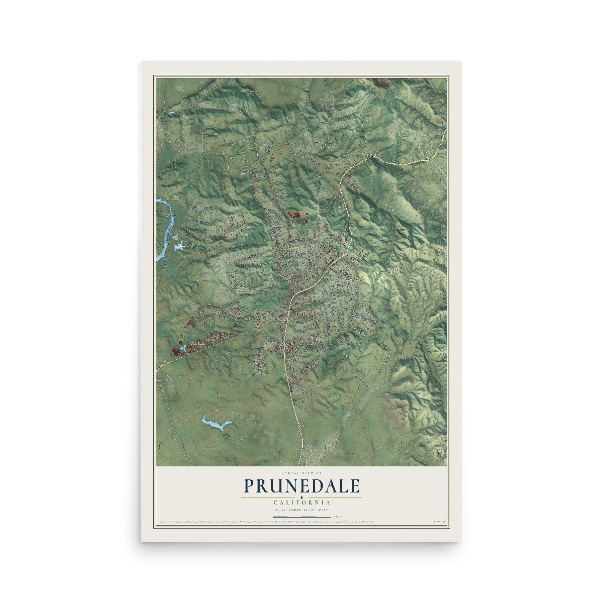 Map of Prunedale, California, 12 x 18 inch unframed archival matte print