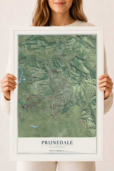 Map of Prunedale, California, 18 x 24 inch print in a white wood frame