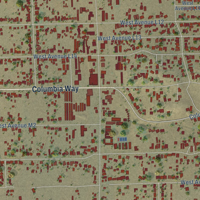 Second close-up of the map of Quartz Hill, California print showing more streets and buildings