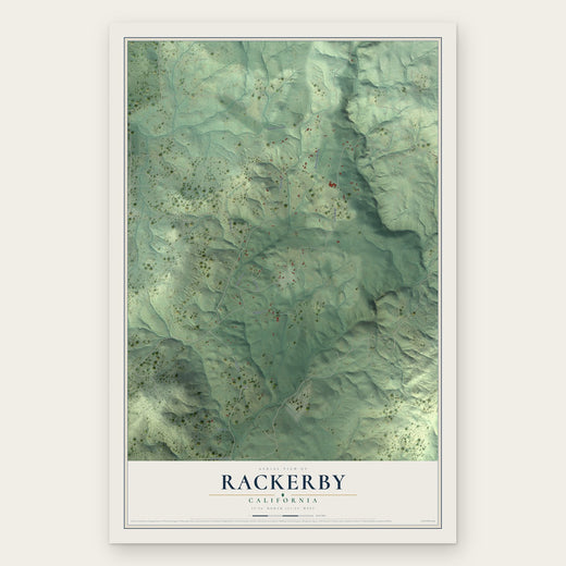 Rackerby, California map print, the full design