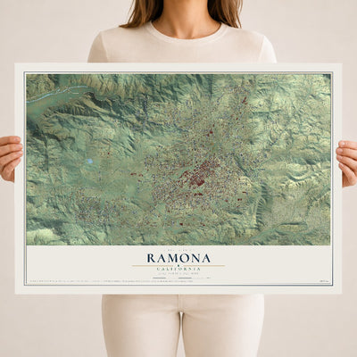 Map of Ramona, California, 18 x 24 inch unframed archival matte print