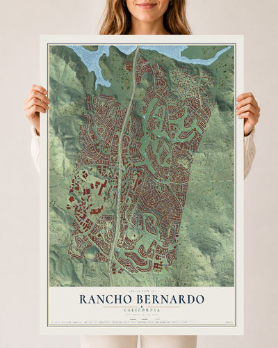 Map of Rancho Bernardo, California, 24 x 36 inch unframed archival matte print