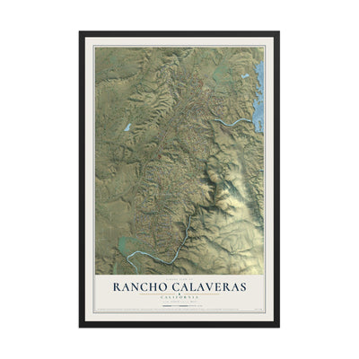 Map of Rancho Calaveras, California, 12 x 18 inch print in a black wood frame