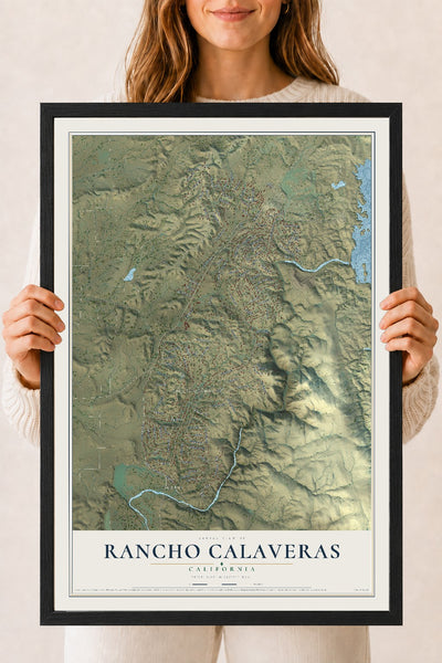 Map of Rancho Calaveras, California, 18 x 24 inch print in a black wood frame