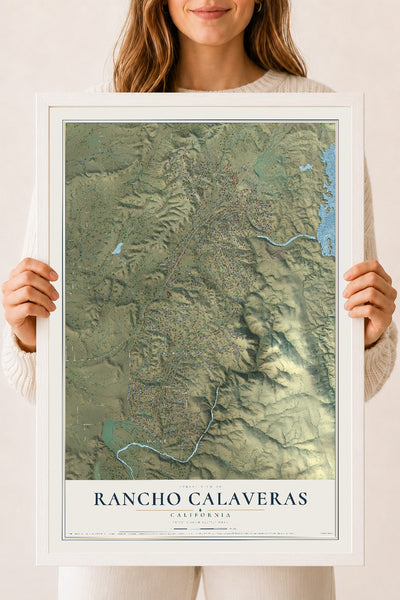 Map of Rancho Calaveras, California, 18 x 24 inch print in a white wood frame