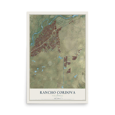 Map of Rancho Cordova, California, 12 x 18 inch unframed archival matte print