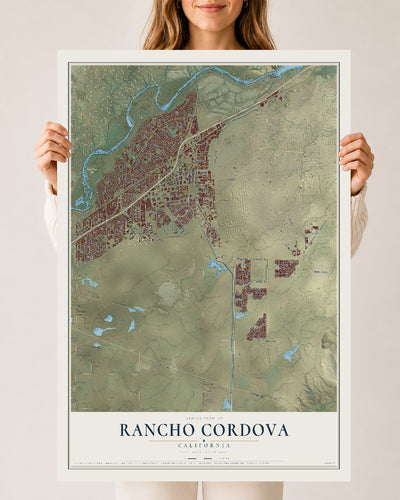 Map of Rancho Cordova, California, 24 x 36 inch unframed archival matte print