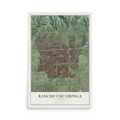 Map of Rancho Cucamonga, California, 12 x 18 inch unframed archival matte print