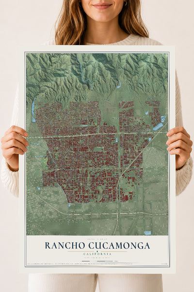 Map of Rancho Cucamonga, California, 18 x 24 inch unframed archival matte print