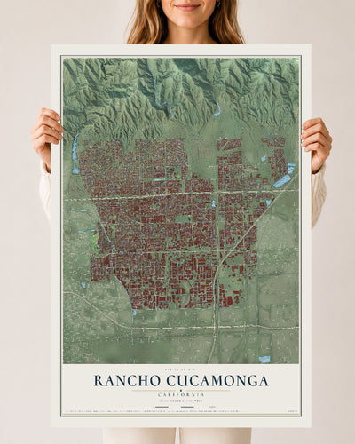 Map of Rancho Cucamonga, California, 24 x 36 inch unframed archival matte print