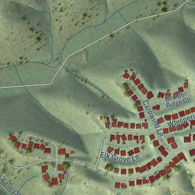 Second close-up of the map of Rancho Encantada, California print showing more streets and buildings