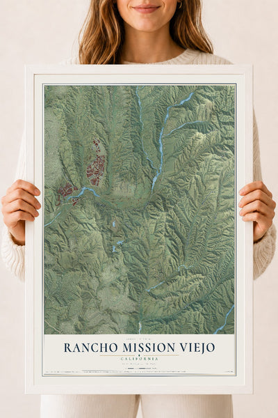 Map of Rancho Mission Viejo, California, 18 x 24 inch print in a white wood frame