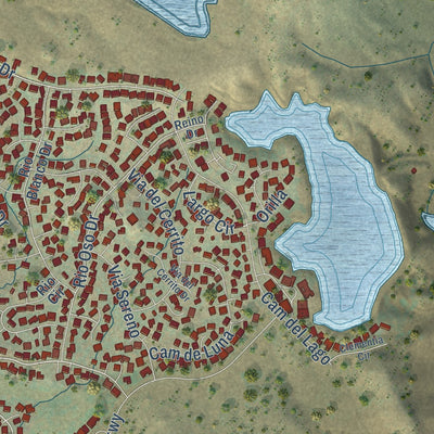 Close-up of the map of Rancho Murieta, California print showing street and building detail