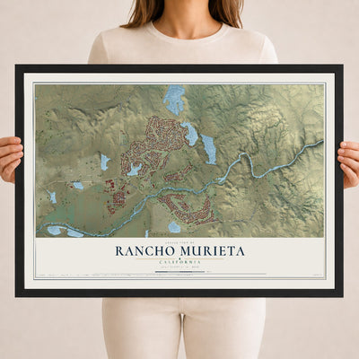 Map of Rancho Murieta, California, 18 x 24 inch print in a black wood frame