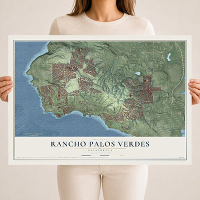 Map of Rancho Palos Verdes, California, 18 x 24 inch unframed archival matte print
