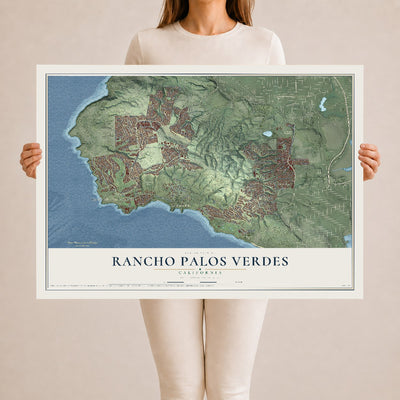 Map of Rancho Palos Verdes, California, 24 x 36 inch unframed archival matte print