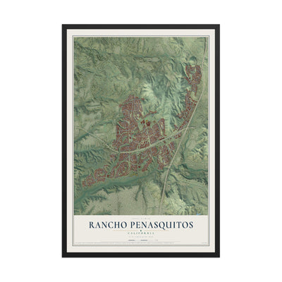 Map of Rancho Penasquitos, California, 12 x 18 inch print in a black wood frame
