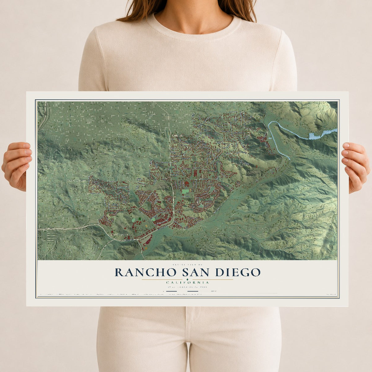 Map of Rancho San Diego, California, 12 x 18 inch unframed archival matte print