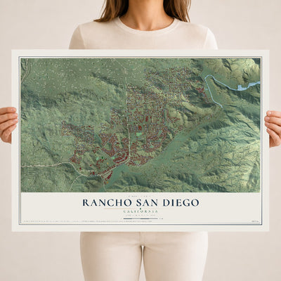 Map of Rancho San Diego, California, 18 x 24 inch unframed archival matte print